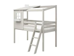 Store FLEXA Halvhøj Seng Med Halvt Hus White/White Washed Pine