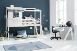 Store FLEXA Halvhøj Seng Med Halvt Hus White/White Washed Pine