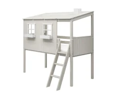 Shop FLEXA Halvhøj Seng Med Hus White/White Washed Pine