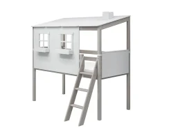 Hot FLEXA Halvhøj Seng Med Hus White/Grey Washed Pine