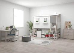 Hot FLEXA Halvhøj Seng Med Hus White/Grey Washed Pine
