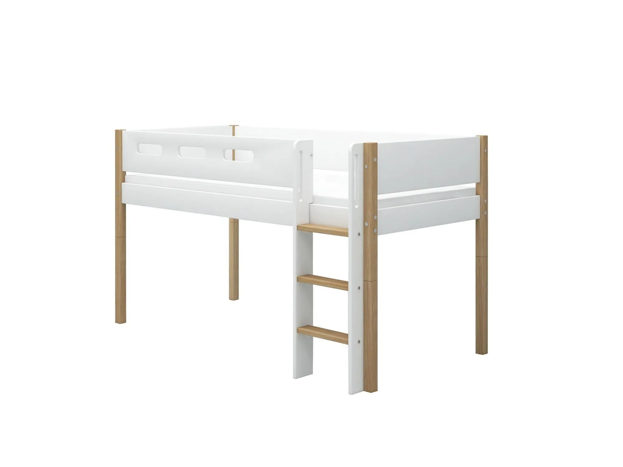 Best FLEXA Halvhøj Seng Med Lige Stige White/Oak