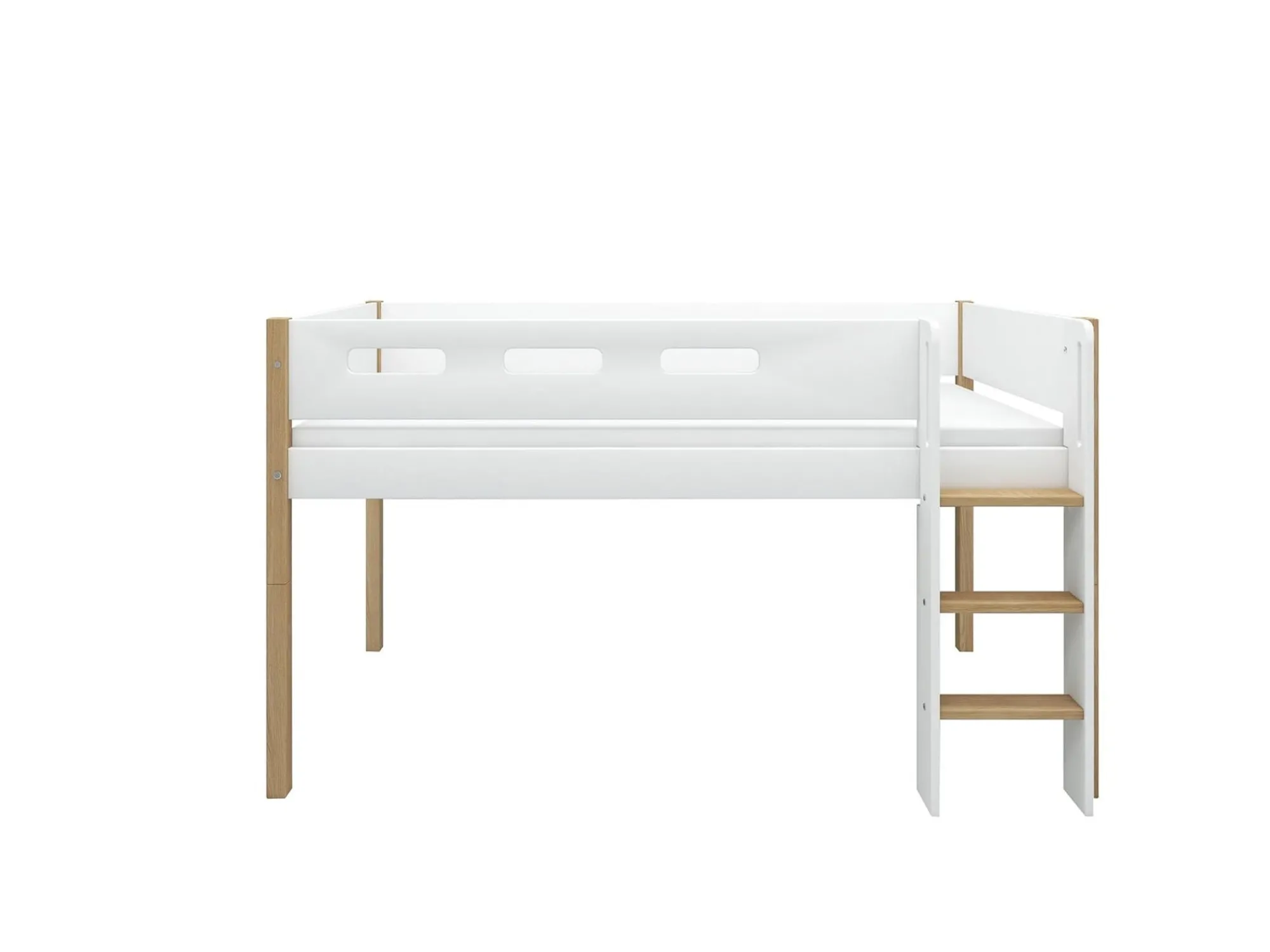 Best FLEXA Halvhøj Seng Med Lige Stige White/Oak