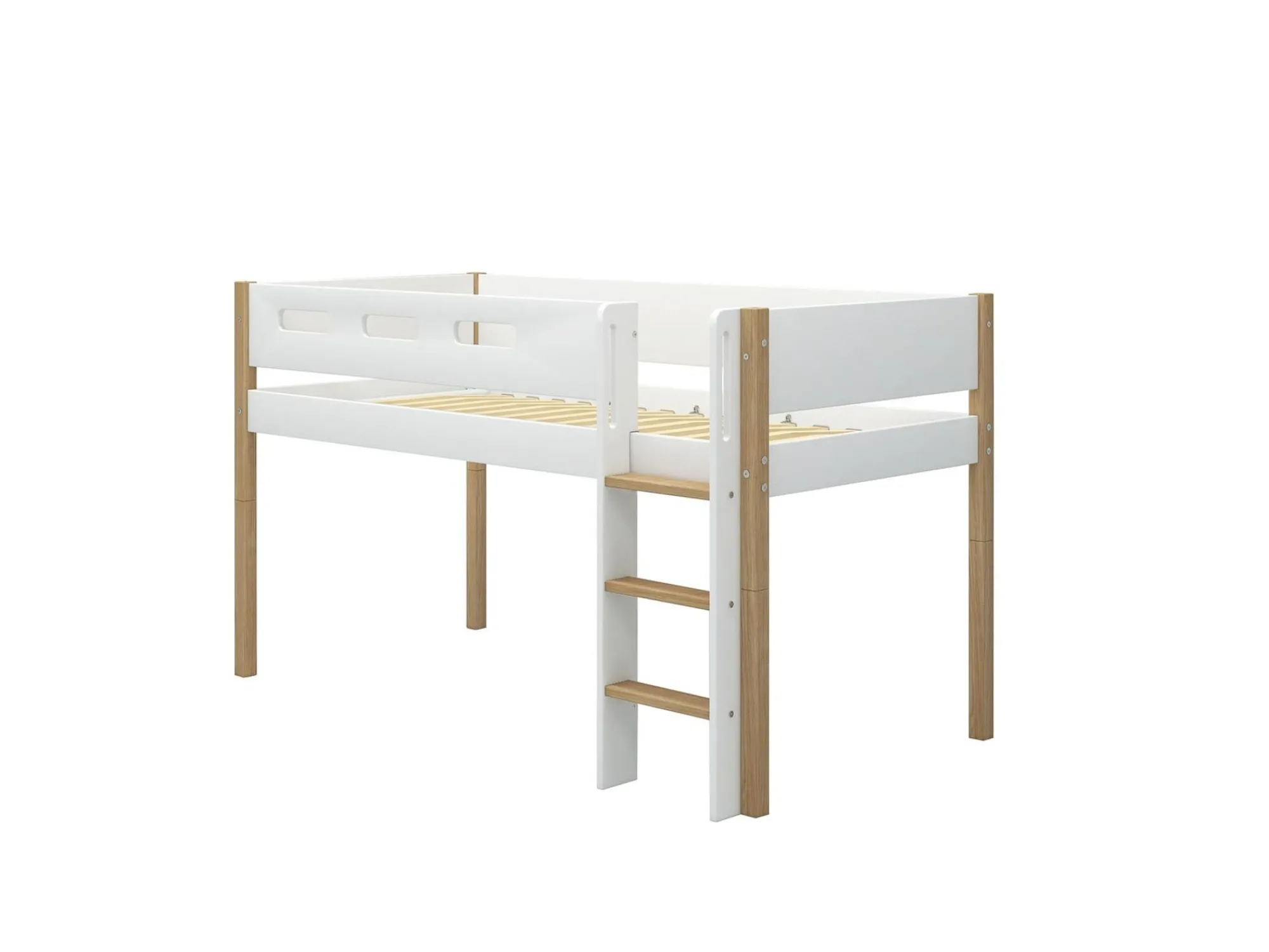 Best FLEXA Halvhøj Seng Med Lige Stige White/Oak