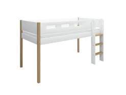 Best FLEXA Halvhøj Seng Med Lige Stige White/Oak