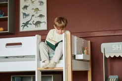 Best FLEXA Halvhøj Seng Med Lige Stige White/Oak