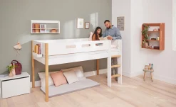 Best FLEXA Halvhøj Seng Med Lige Stige White/Oak