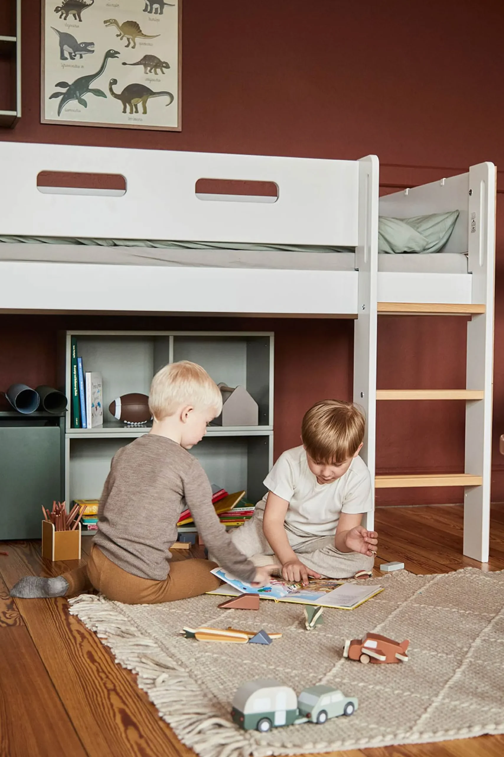 Best FLEXA Halvhøj Seng Med Lige Stige White/Oak