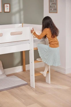 Best FLEXA Halvhøj Seng Med Lige Stige White/Oak