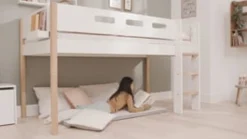 Best FLEXA Halvhøj Seng Med Lige Stige White/Oak