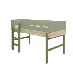 Shop FLEXA Halvhøj Seng Med Lige Stige Kiwi/Oak