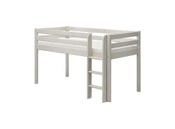 Discount FLEXA Halvhøj Seng Med Lige Stige White Washed Pine