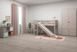Fashion FLEXA Halvhøj Seng Med Platform Grey Washed Pine