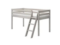 Discount FLEXA Halvhøj Seng Med Skra Stige Grey Washed Pine