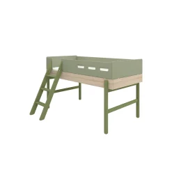 Shop FLEXA Halvhøj Seng Med Skra Stige Kiwi/Oak
