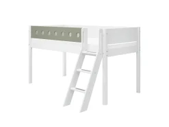 Best Sale FLEXA Halvhøj Seng Med Skra Stige White/Natural Green