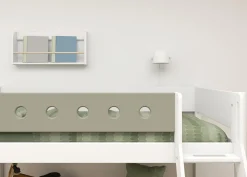 Best Sale FLEXA Halvhøj Seng Med Skra Stige White/Natural Green