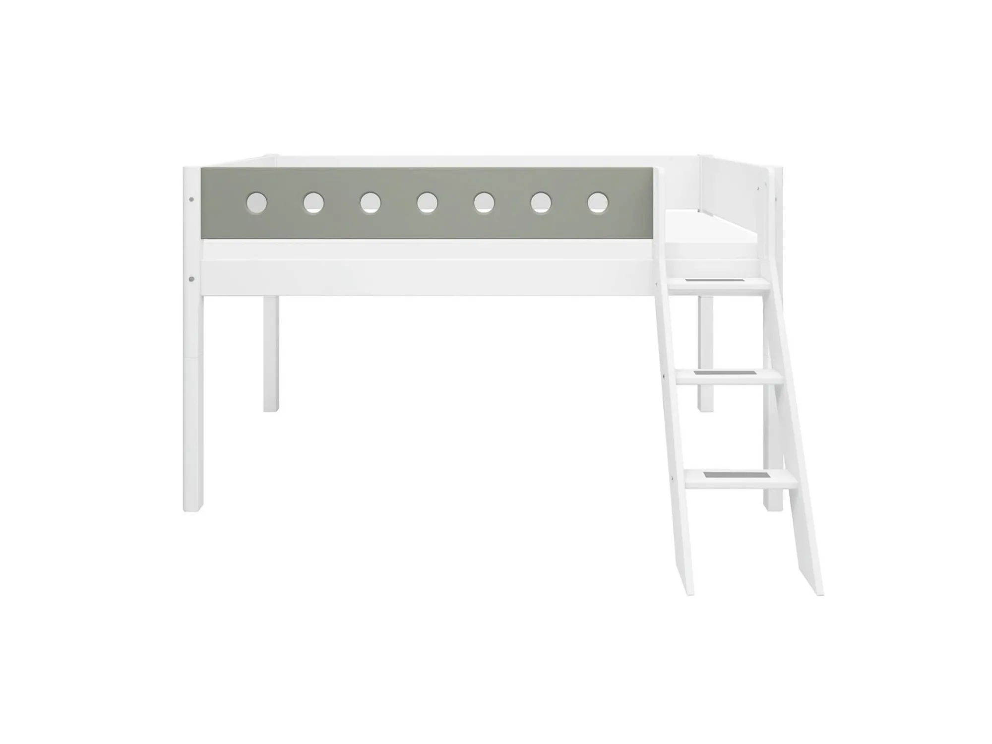 Best Sale FLEXA Halvhøj Seng Med Skra Stige White/Natural Green