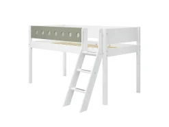 Best Sale FLEXA Halvhøj Seng Med Skra Stige White/Natural Green