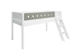 Best Sale FLEXA Halvhøj Seng Med Skra Stige White/Natural Green