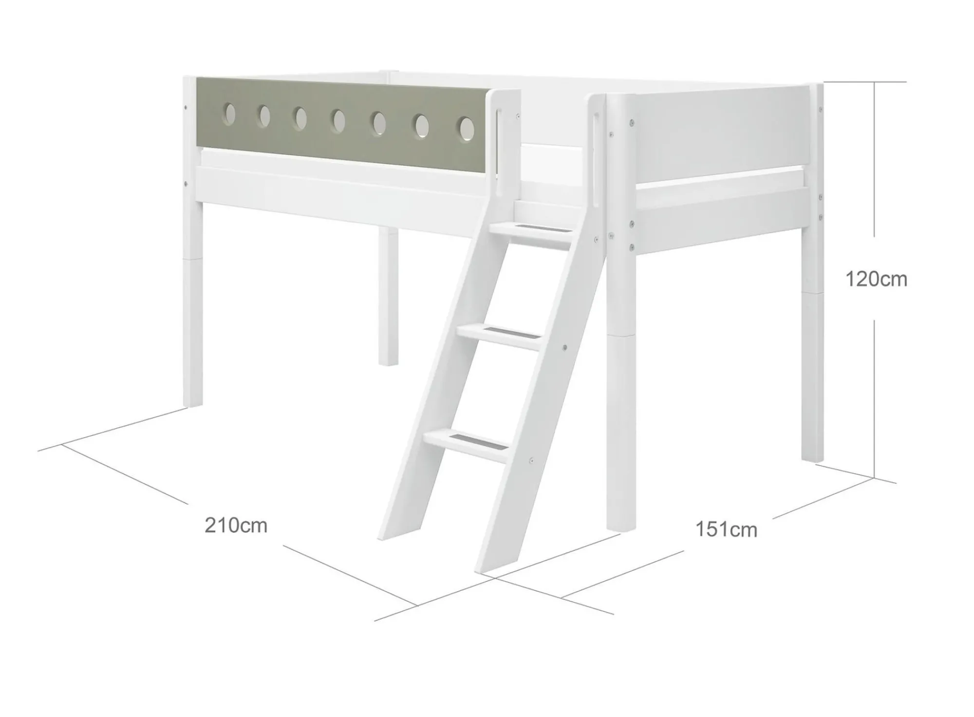 Best Sale FLEXA Halvhøj Seng Med Skra Stige White/Natural Green