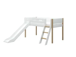 Cheap FLEXA Halvhøj Seng Med Skra Stige Og Rutsjebane White/Oak