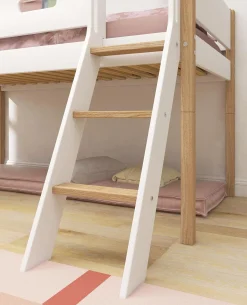 Cheap FLEXA Halvhøj Seng Med Skra Stige Og Rutsjebane White/Oak