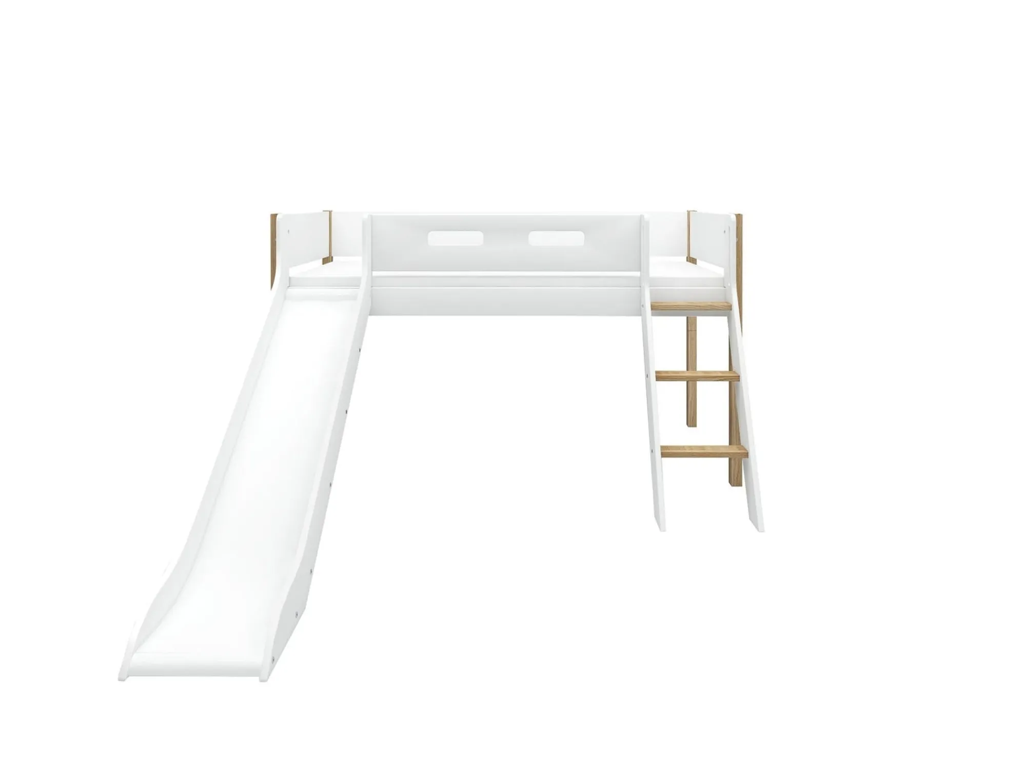 Cheap FLEXA Halvhøj Seng Med Skra Stige Og Rutsjebane White/Oak