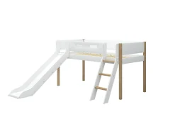 Cheap FLEXA Halvhøj Seng Med Skra Stige Og Rutsjebane White/Oak