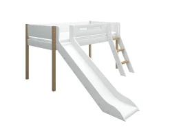 Cheap FLEXA Halvhøj Seng Med Skra Stige Og Rutsjebane White/Oak