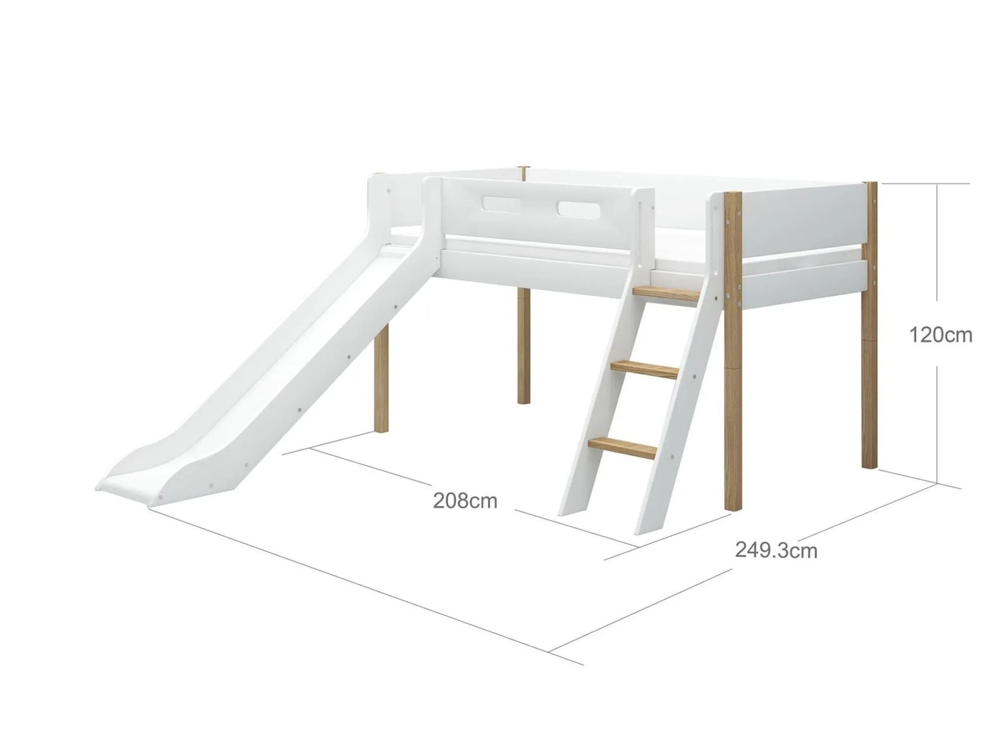 Cheap FLEXA Halvhøj Seng Med Skra Stige Og Rutsjebane White/Oak