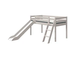 Cheap FLEXA Halvhøj Seng Med Skra Stige Og Rutsjebane Grey Washed Pine