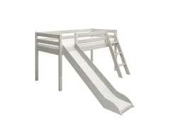 Best FLEXA Halvhøj Seng Med Skra Stige Og Rutsjebane White Washed Pine