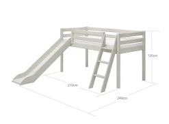 Best FLEXA Halvhøj Seng Med Skra Stige Og Rutsjebane White Washed Pine