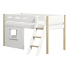 Best FLEXA Halvhøj Seng Med Skra Stige & Sengefronter, Hvid Ramme. White/Oak
