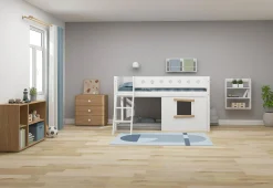 Cheap FLEXA Halvhøj Seng Med Skra Stige & Traehyttesengefronter, Egetraesramme. White/Oak