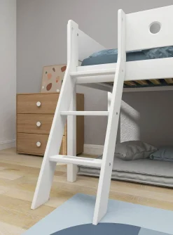 Cheap FLEXA Halvhøj Seng Med Skra Stige & Traehyttesengefronter, Egetraesramme. White/Oak