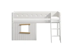 Cheap FLEXA Halvhøj Seng Med Skra Stige & Traehyttesengefronter, Egetraesramme. White/Oak
