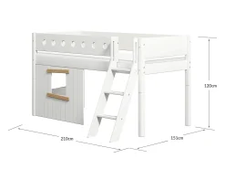 Cheap FLEXA Halvhøj Seng Med Skra Stige & Traehyttesengefronter, Egetraesramme. White/Oak