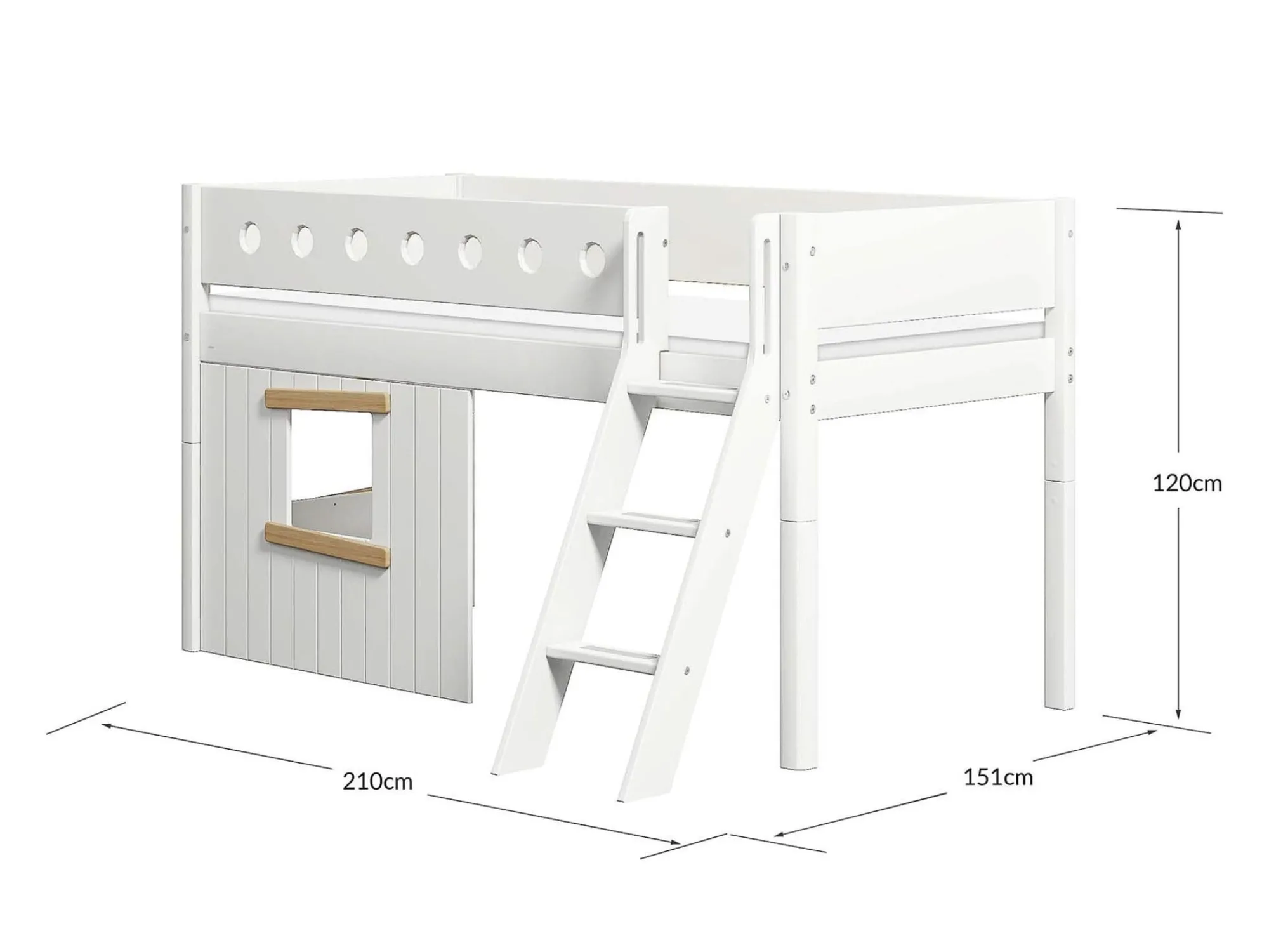 Cheap FLEXA Halvhøj Seng Med Skra Stige & Traehyttesengefronter, Egetraesramme. White/Oak