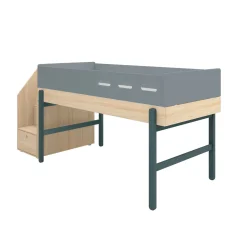 Clearance FLEXA Halvhøj Seng Med Trappe Blueberry/Oak