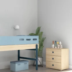 Clearance FLEXA Halvhøj Seng Med Trappe Blueberry/Oak