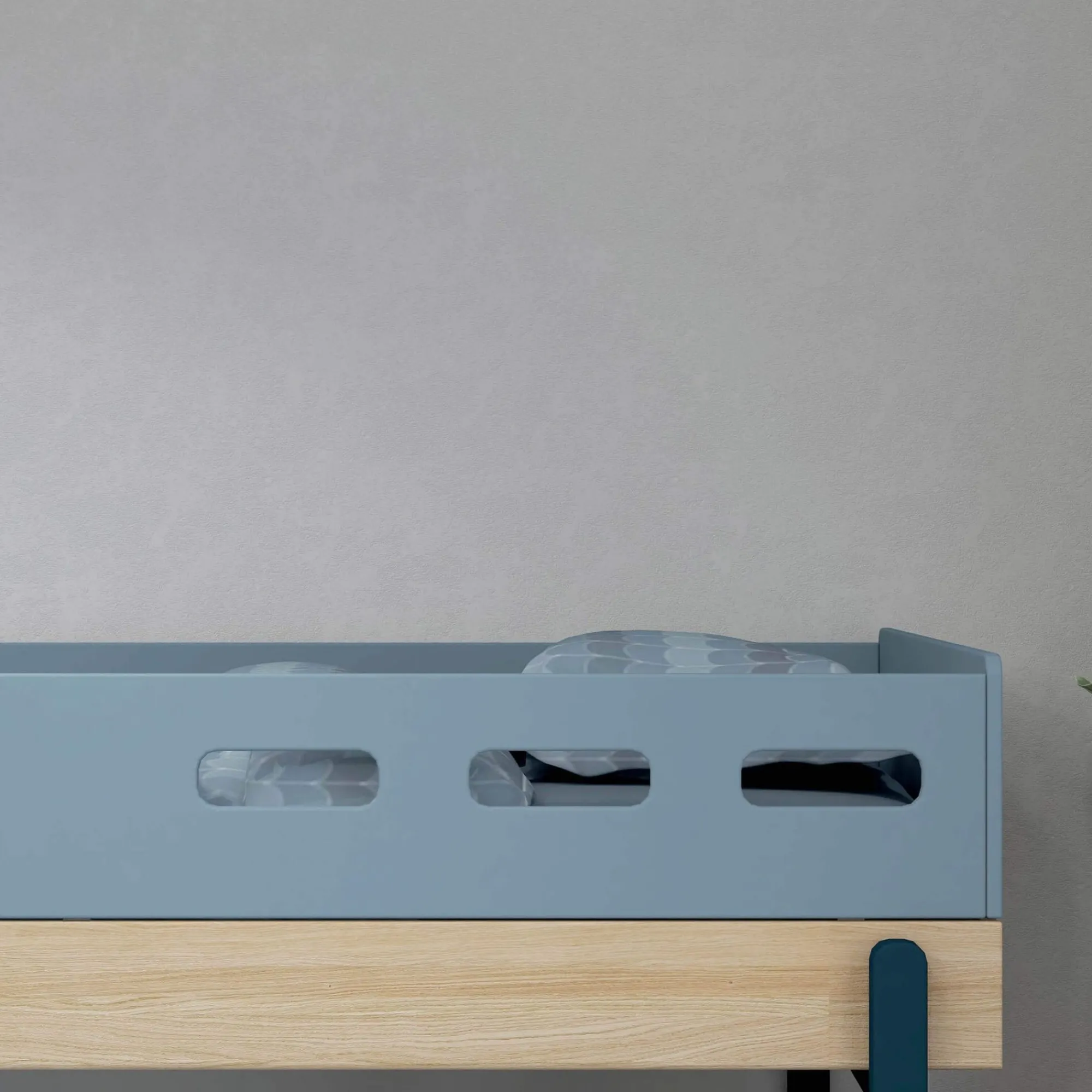 Clearance FLEXA Halvhøj Seng Med Trappe Blueberry/Oak
