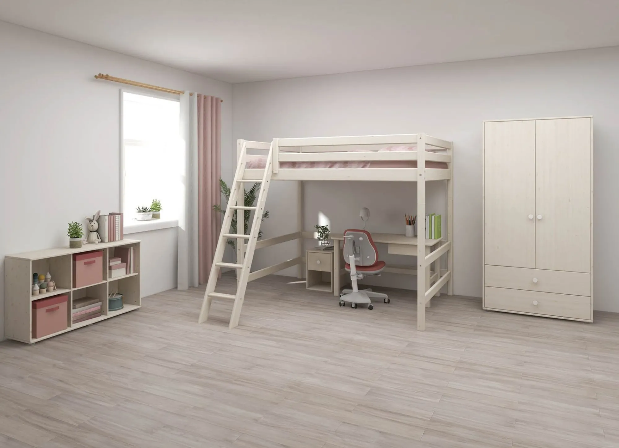 Discount FLEXA Hojseng, 140 Cm Bredde White Washed Pine
