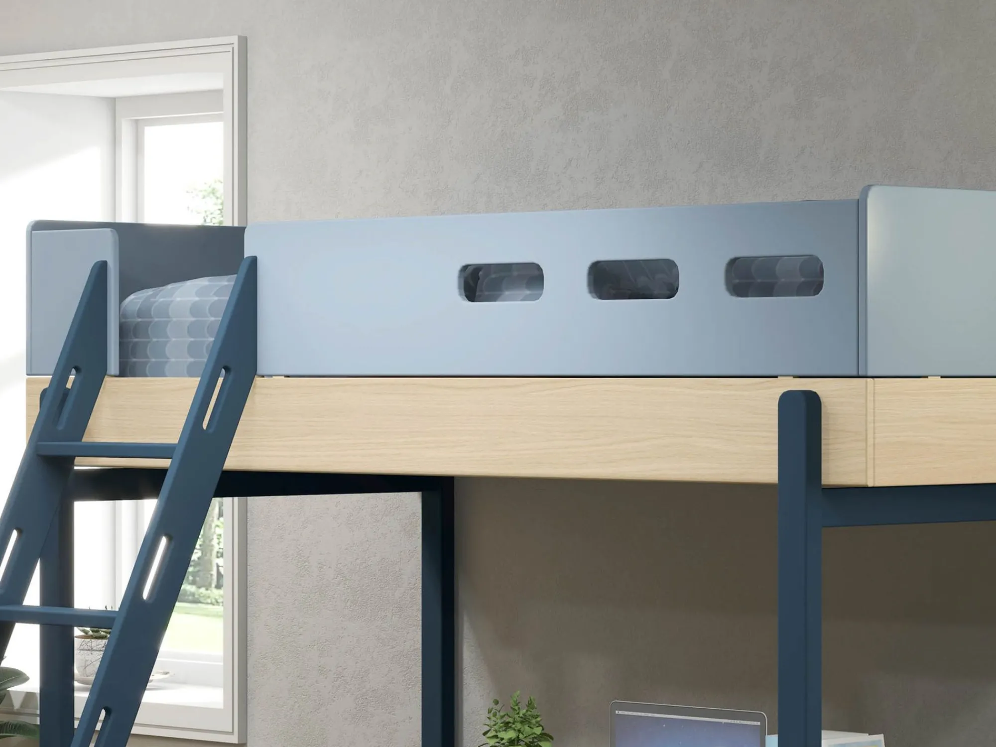Clearance FLEXA Hojseng Med Skra Stige Blueberry/Oak