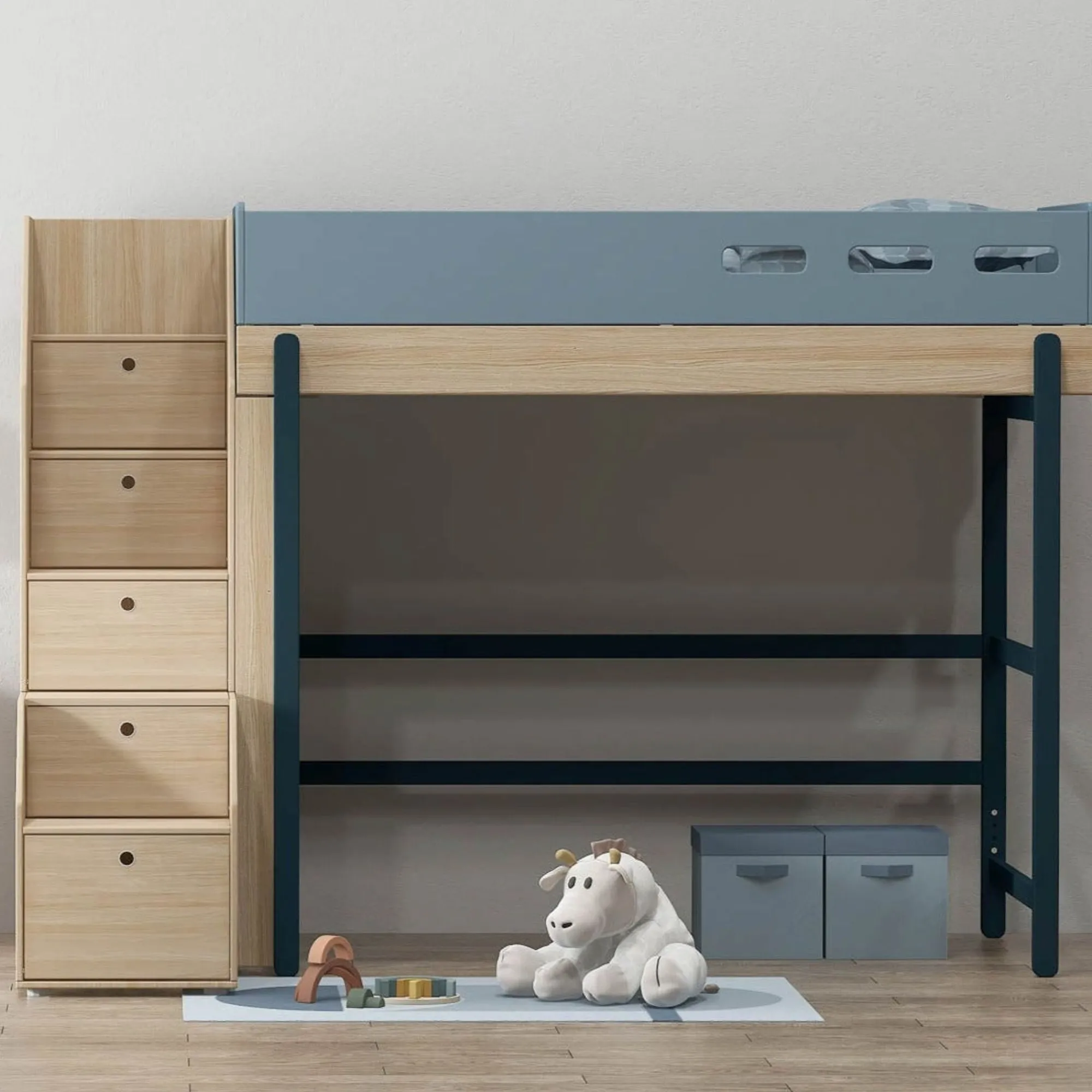 Discount FLEXA Hojseng Med Trappe Blueberry/Oak