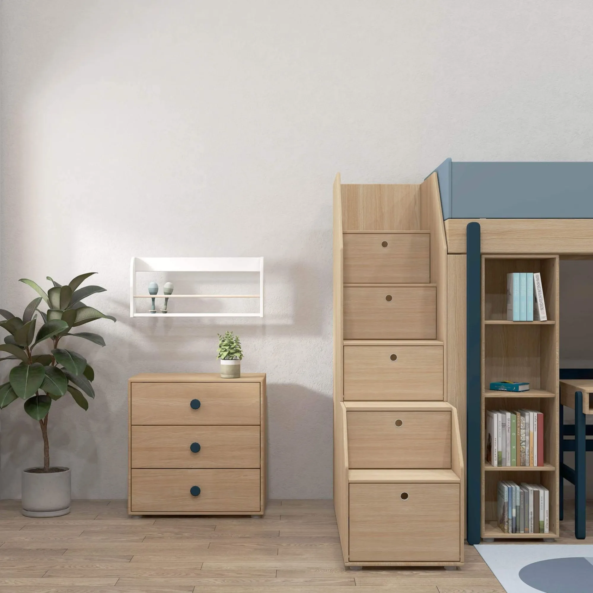 Discount FLEXA Hojseng Med Trappe Blueberry/Oak