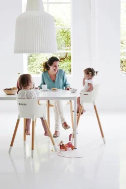 Online FLEXA Hojstol White/Clear Lacquer Beech