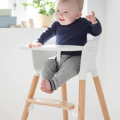 Discount FLEXA Hojstol Med Bakke White/Clear Lacquer Beech