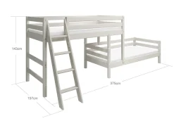 Fashion FLEXA Mellemhoj Seng Med Enkeltseng White Washed Pine